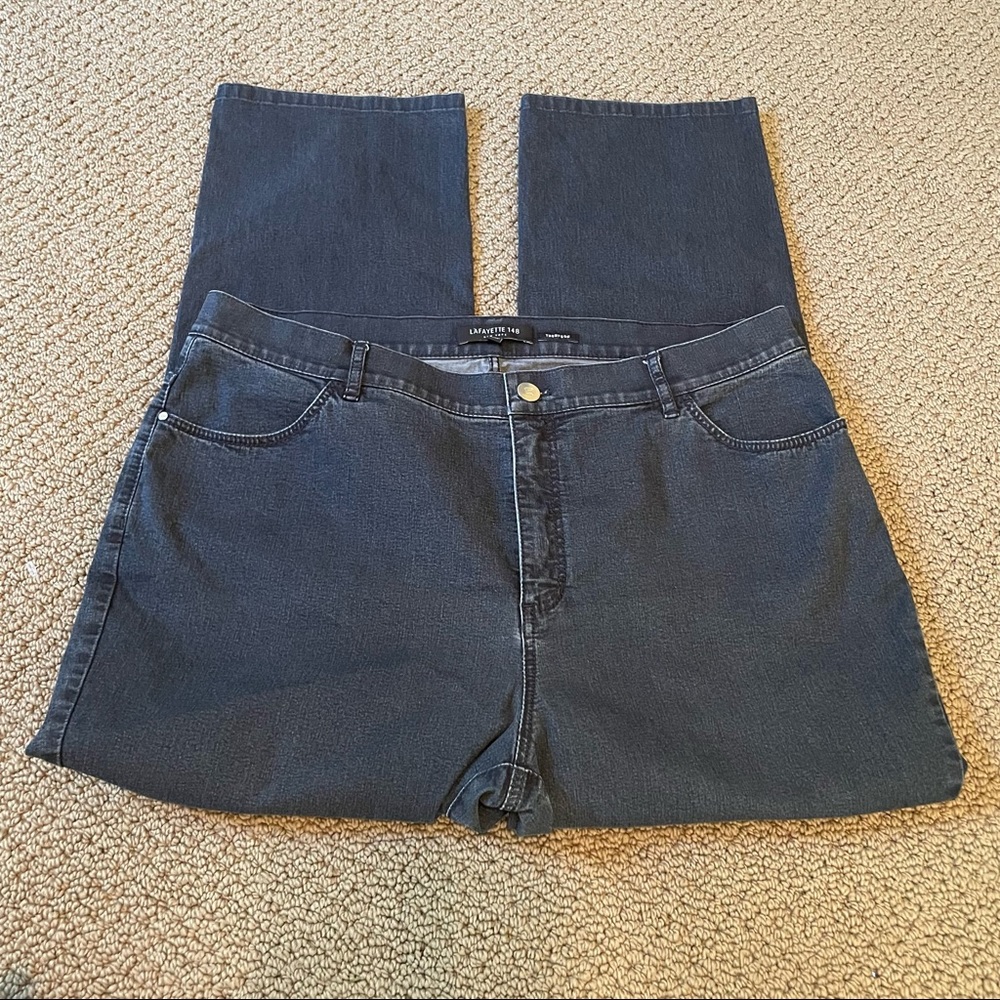 Lafayette 148 NY Thompson High Rise Dark Wash Stretch Denim Blue Jean Women’s 14 - Picture 5 of 15